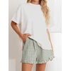 image:imageANRABESS Womens Gingham Striped Boxer ShortsArmy Green White Plaid