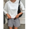 image:imageANRABESS Womens Gingham Striped Boxer ShortsBlack White Plaid