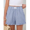 image:imageANRABESS Womens Gingham Striped Boxer ShortsBlue White Stripe