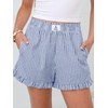 image:imageANRABESS Womens Gingham Striped Boxer ShortsBlue White Stripe