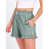 image:imageANRABESS Womens Gingham Striped Boxer ShortsDeep Green White Plaid