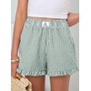 image:imageANRABESS Womens Gingham Striped Boxer ShortsGreen White Stripe
