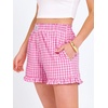 image:imageANRABESS Womens Gingham Striped Boxer ShortsHot Pink White Plaid