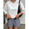 image:imageANRABESS Womens Gingham Striped Boxer ShortsNavy Blue White Plaid