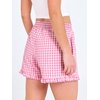 image:imageANRABESS Womens Gingham Striped Boxer ShortsPink White Plaid