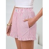 image:imageANRABESS Womens Gingham Striped Boxer ShortsPink White Stripe