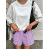 image:imageANRABESS Womens Gingham Striped Boxer ShortsPurple White Plaid