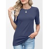 image:imageANRABESS Womens Half Sleeve Tops Crewneck Shirts Basic Fit Work TeeBlue Gray