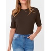 image:imageANRABESS Womens Half Sleeve Tops Crewneck Shirts Basic Fit Work TeeBrown