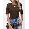 image:imageANRABESS Womens Half Sleeve Tops Crewneck Shirts Basic Fit Work TeeBrown