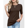image:imageANRABESS Womens Half Sleeve Tops Crewneck Shirts Basic Fit Work TeeBrown