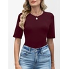 image:imageANRABESS Womens Half Sleeve Tops Crewneck Shirts Basic Fit Work TeeBurgundy