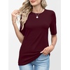 image:imageANRABESS Womens Half Sleeve Tops Crewneck Shirts Basic Fit Work TeeBurgundy