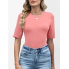 image:imageANRABESS Womens Half Sleeve Tops Crewneck Shirts Basic Fit Work TeeCoral