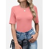 image:imageANRABESS Womens Half Sleeve Tops Crewneck Shirts Basic Fit Work TeeCoral