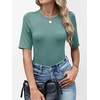 image:imageANRABESS Womens Half Sleeve Tops Crewneck Shirts Basic Fit Work TeeGray Green