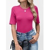 image:imageANRABESS Womens Half Sleeve Tops Crewneck Shirts Basic Fit Work TeeHot Pink