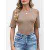 image:imageANRABESS Womens Half Sleeve Tops Crewneck Shirts Basic Fit Work TeeLight Khaki