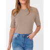image:imageANRABESS Womens Half Sleeve Tops Crewneck Shirts Basic Fit Work TeeLight Khaki