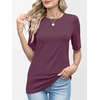 image:imageANRABESS Womens Half Sleeve Tops Crewneck Shirts Basic Fit Work TeePurplish Red