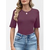 image:imageANRABESS Womens Half Sleeve Tops Crewneck Shirts Basic Fit Work TeePurplish Red