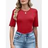 image:imageANRABESS Womens Half Sleeve Tops Crewneck Shirts Basic Fit Work TeeRed