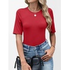 image:imageANRABESS Womens Half Sleeve Tops Crewneck Shirts Basic Fit Work TeeRed
