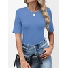 image:imageANRABESS Womens Half Sleeve Tops Crewneck Shirts Basic Fit Work TeeSky Blue