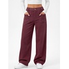 image:imageANRABESS Womens High Waisted Wide Leg Corduroy Casual PantsBurgundy