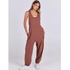 image:imageANRABESS Womens Jumpsuits Summer Scoop Neck Sleeveless Loose Fit OverallsCaramel