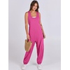 image:imageANRABESS Womens Jumpsuits Summer Scoop Neck Sleeveless Loose Fit OverallsHot Pink