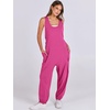 image:imageANRABESS Womens Jumpsuits Summer Scoop Neck Sleeveless Loose Fit OverallsHot Pink