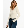 image:imageANRABESS Womens Long Sleeve Shirts Thermal V Neck TopsBeige