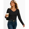 image:imageANRABESS Womens Long Sleeve Shirts Thermal V Neck TopsBlack