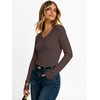 image:imageANRABESS Womens Long Sleeve Shirts Thermal V Neck TopsBrown