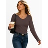 image:imageANRABESS Womens Long Sleeve Shirts Thermal V Neck TopsBrown