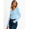 image:imageANRABESS Womens Long Sleeve Shirts Thermal V Neck TopsLight Blue