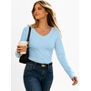 image:imageANRABESS Womens Long Sleeve Shirts Thermal V Neck TopsLight Blue