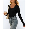 image:imageANRABESS Womens Long Sleeve Shirts VNeck Ribbed Kint Fall TopsBlack
