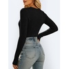 image:imageANRABESS Womens Long Sleeve Shirts VNeck Ribbed Kint Fall TopsBlack
