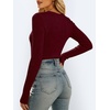 image:imageANRABESS Womens Long Sleeve Shirts VNeck Ribbed Kint Fall TopsBurgundy