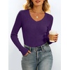 image:imageANRABESS Womens Long Sleeve Shirts VNeck Ribbed Kint Fall TopsPurple