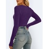 image:imageANRABESS Womens Long Sleeve Shirts VNeck Ribbed Kint Fall TopsPurple
