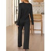 image:imageANRABESS Womens Lounge Set 2 Piece Pajama Sets Ribbed Knit Matching SetBlack