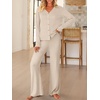 image:imageANRABESS Womens Lounge Set 2 Piece Pajama Sets Ribbed Knit Matching SetLight Khaki