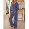 image:imageANRABESS Womens Lounge Set 2 Piece Pajama Sets Ribbed Knit Matching SetNavy Blue