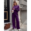 image:imageANRABESS Womens Lounge Sets 2 Piece Velour Sweatsuit TracksuitPurple