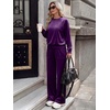 image:imageANRABESS Womens Lounge Sets 2 Piece Velour Sweatsuit TracksuitPurple