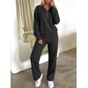 image:imageANRABESS Womens Lounge Sets Waffle Fall 2 Piece Travel OutfitsBlack