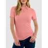 image:imageANRABESS Womens Mock Neck Tops Short Sleeve Fitted Summer Casual T ShirtsCoral Pink
